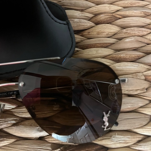 Yves Saint Laurent Dark Brown Aviator Sunglasses - Picture 1 of 7